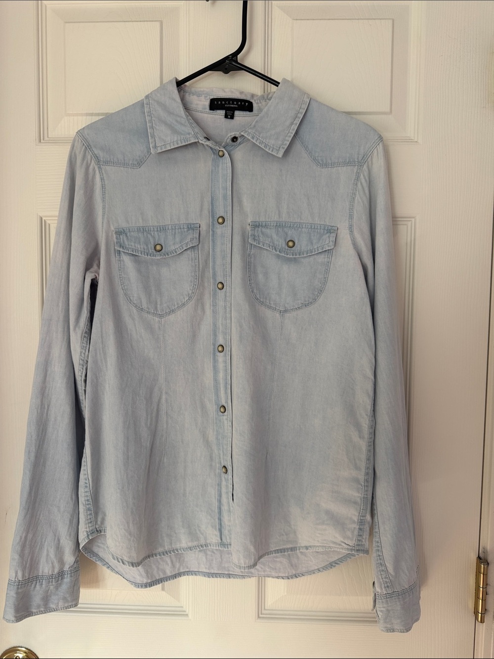 Sanctuary Pale Blue Denim Snap Front Shirt